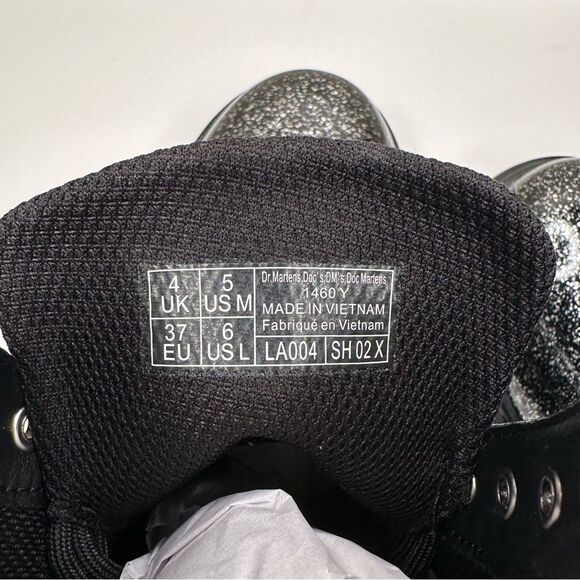 NEW Dr. Martens 1460 Y Cosmic Glitter Black Combat Boots Juniors 6, Women’s US 6 - Picture 8 of 13